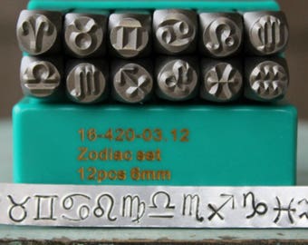 6mm Zodiac Metal Design 12 Stamp Set - Supply Guy Stamp - SGCH-ZodiacSet