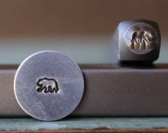4mm Baby Bear (left facing) DIY Jewelry Making Metal Design Stamp - Stamping Kit, Tools, Press, Machine & Supplies - SGCH-174