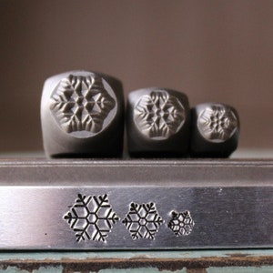 4mm, 6mm and 8mm Snowflake Metal Design 3 Stamp Set - Supply Guy Stamp - SGCH-256257258