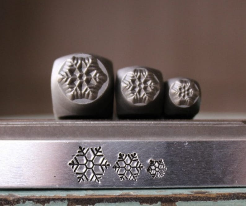 4mm, 6mm and 8mm Snowflake Metal Design 3 Stamp Set Supply Guy Stamp SGCH-256257258 image 1