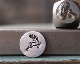 8mm Running Deer or Reindeer DIY Jewelry Making Metal Design Stamp - Stamping Kit, Tools, Press, Machine & Supplies - SGCH-253