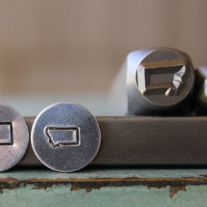 8mm (3/8&quot;) and 6mm (1/4&quot;) Montana State Metal Design 2 Stamp Set - Supply Guy Stamp - SGCH-MT348