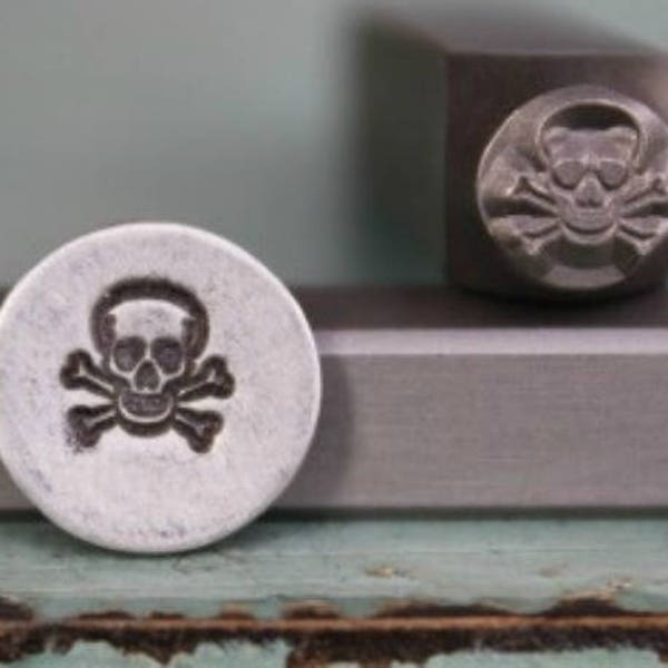 6mm Skull and Crossbones Metal Design Stamp - Supply Guy Stamp - SGCH-35