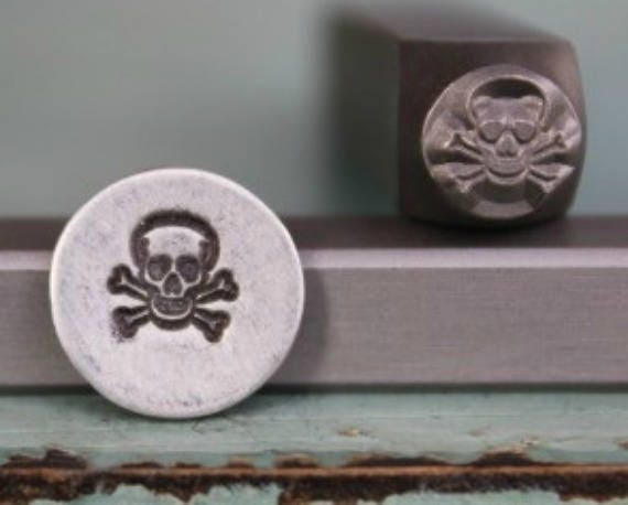 6mm Skull and Crossbones Metal Design Stamp - Supply Guy Stamp - SGCH-35
