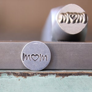 3mm Tall Mom with Heart Word Metal Design Stamp - Supply Guy Stamp - SGCH-579