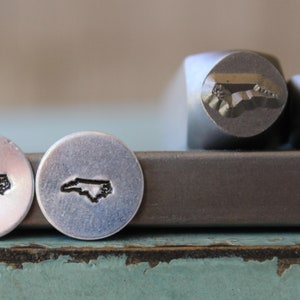 8mm (3/8&quot;) and 6mm (1/4&quot;) North Carolina State Metal Design 2 Stamp Set - Supply Guy Stamp - SGCH-NC355