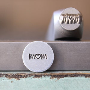 2mm Tall Mom with Heart Word Metal Design Stamp - Supply Guy Stamp - SGCH-581