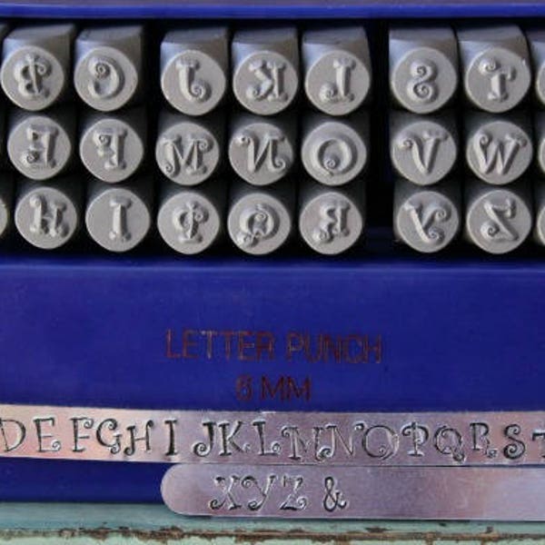 6mm Curlz Font Uppercase Metal Stamp Letter Set - Jewelry Stamp - SGE-14U