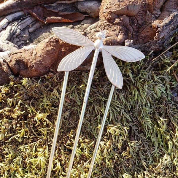 Épingle à cheveux à trois griffes libellule en laiton