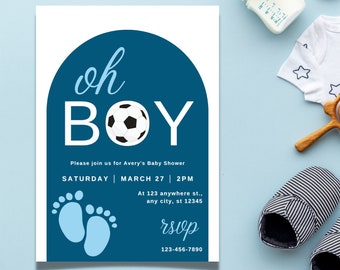 Blue Boy Baby Shower Invitation Digital Template, Baby Boy ball invitesPrintable Invite Editable Invitation, Elegant Baby Shower