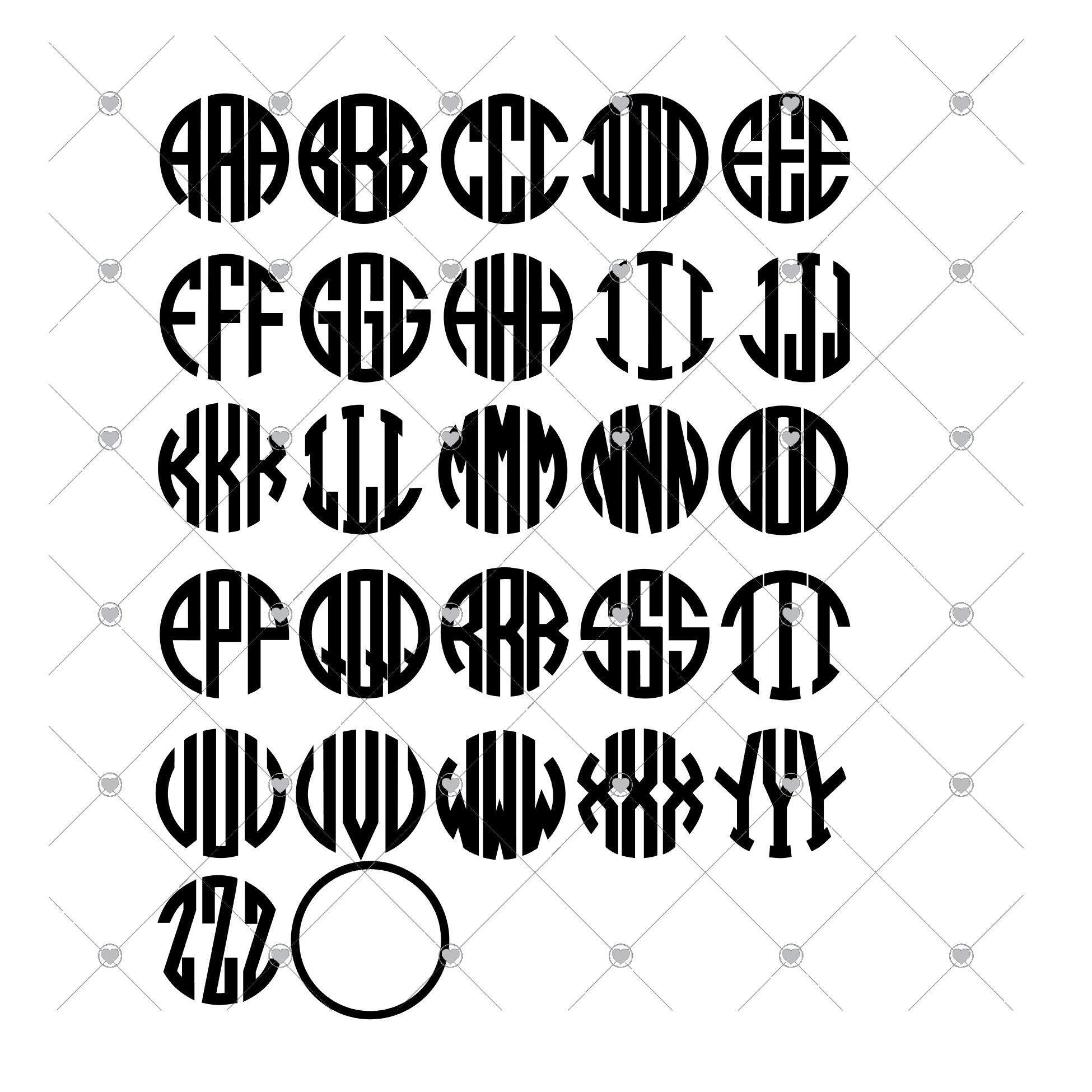 Circle Monogram SVG cutting files - Shilouette Cameo design cut files -  Vinyl Design for Cricut