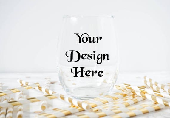 Wine Glass Mock Up Stemless Wine Glass Stock Photo Etsy