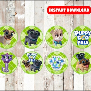 Puppy Dog Pals toppers instant download , Puppy Dog Pals cupcakes toppers labels, Printable Puppy Dog Pals party toppers