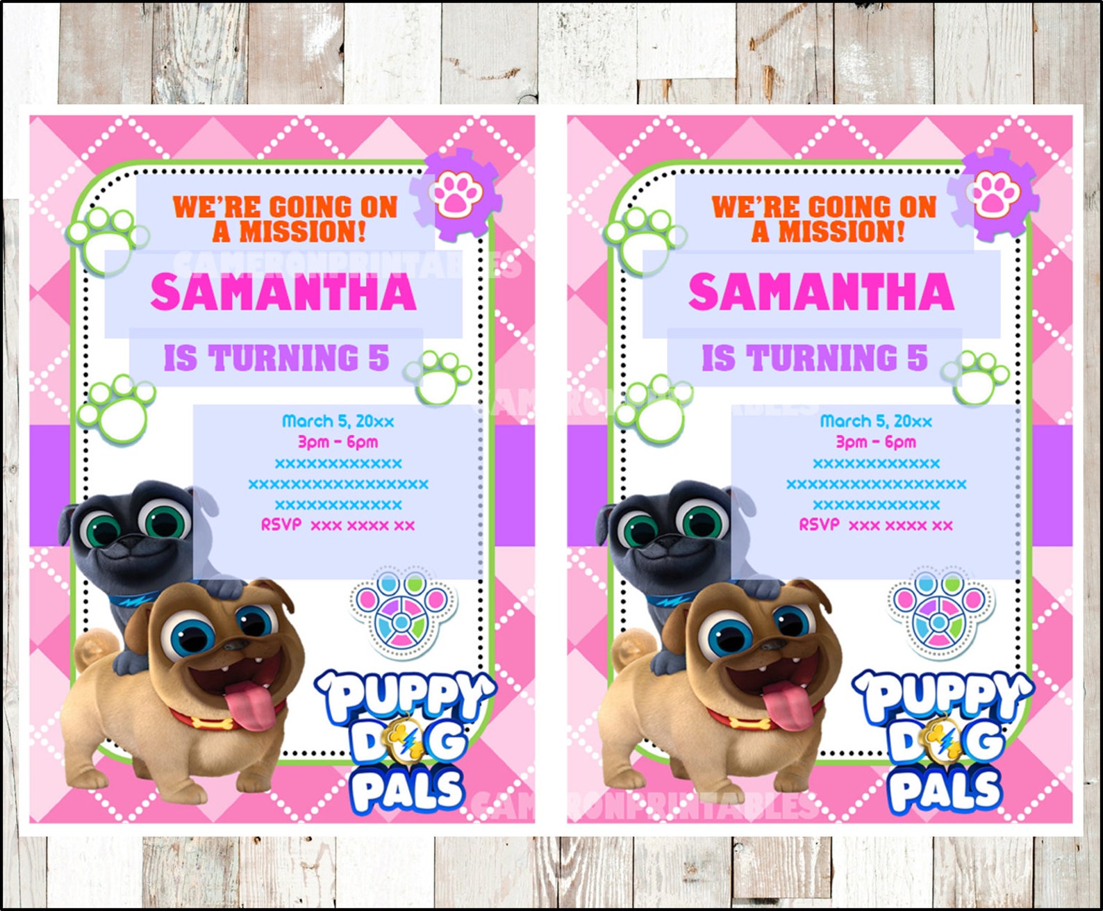 Puppy Dog Pals Invitation Printable Pink Puppy Dog Pals Party - Etsy