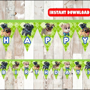 Puppy Dog Pals banner instant download , Puppy Dog Pals triangle banner, Printable Puppy Dog Pals Party banner