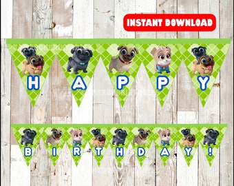 Puppy Dog Pals banner instant download , Puppy Dog Pals triangle banner, Printable Puppy Dog Pals Party banner