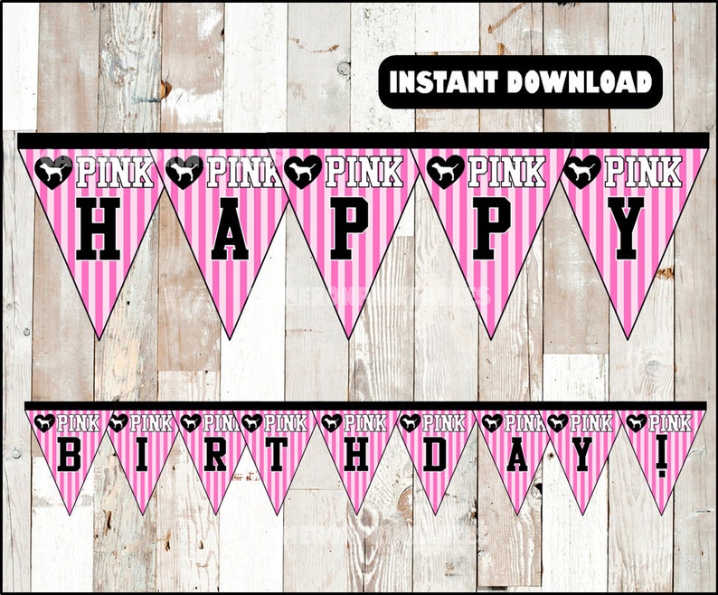 Victorias Secret Pink Banner Instant Download Victorias Etsy