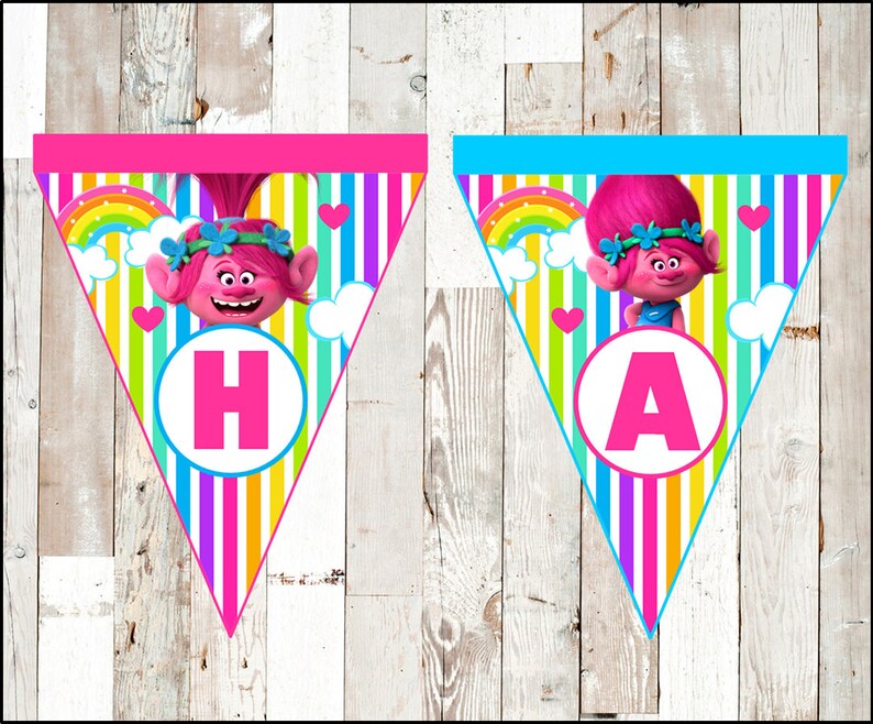 Poppy Trolls Banner Printable Trolls Triangle Banner Trolls | Etsy