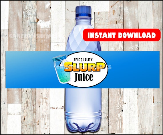 Fortnite birthday SLURP JUICE printable bottle wraps water | Etsy