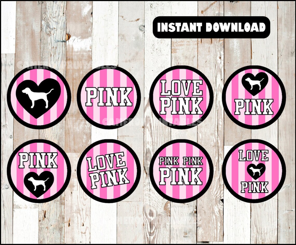 Victorias Secret Pink toppers instant download Victorias | Etsy