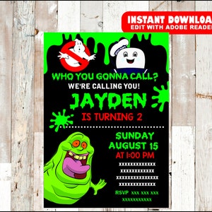 Ghostbusters Party Einladung, Ghostbusters Geburtstagseinladung, anpassbare Vorlage bearbeitbare PDF-Datei, die Sie ausfüllen und drucken SOFORT-DOWNLOAD