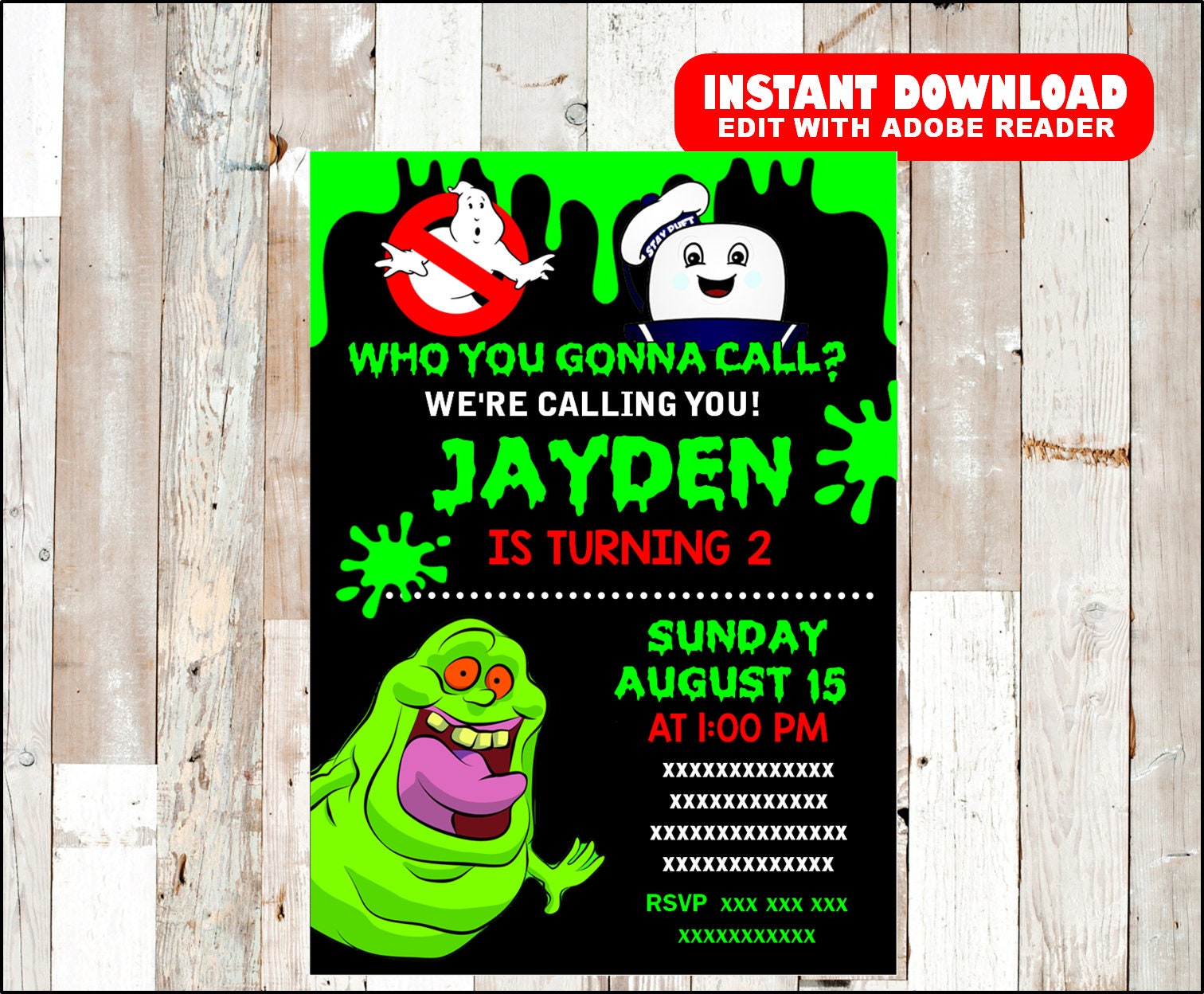 Ghostbusters Party Invitation Ghostbusters Birthday Etsy
