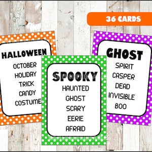 Halloween Taboo, Fun Party Game for kids, teens, and adults, Printable, PDF, Halloween Game
