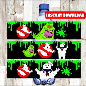 Ghostbusters bottle labels, Printable Ghostbusters water bottle labels, Ghostbusters party water labels Instant download