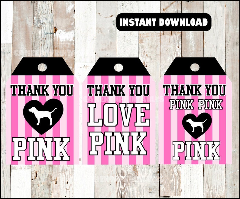 Victorias Secret Pink Thank you Tags instant download Etsy