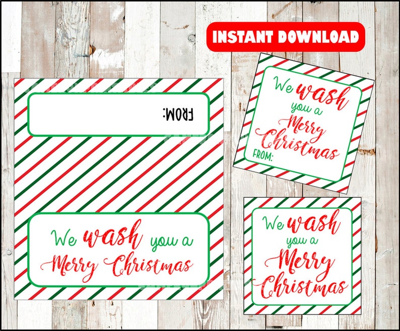 We Wash You A Merry Christmas Gift Tags And Bag Topper Etsy