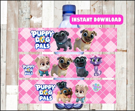 Puppy Dog Pals water labels instant download , Puppy Dog Pals water bottle labels, Printable Puppy Dog Pals party water labels