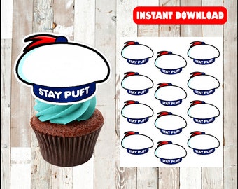 Stay Puft Marshmall Toppers, Ghostbusters Cupcakes Toppers, Printable Ghostbusters Toppers, Instant download