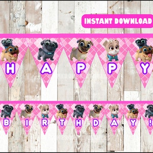 Puppy Dog Pals banner instant download , Puppy Dog Pals triangle banner, Printable Puppy Dog Pals Party banner