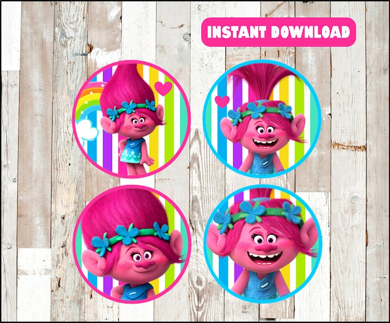 Poppy Trolls Cupcakes Toppers Printable Trolls Toppers - Etsy