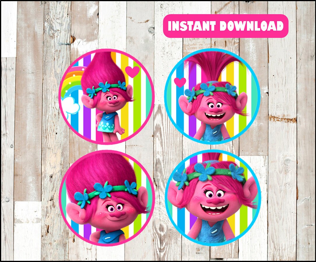 Poppy Trolls Cupcakes Toppers Printable Trolls Toppers - Etsy Singapore