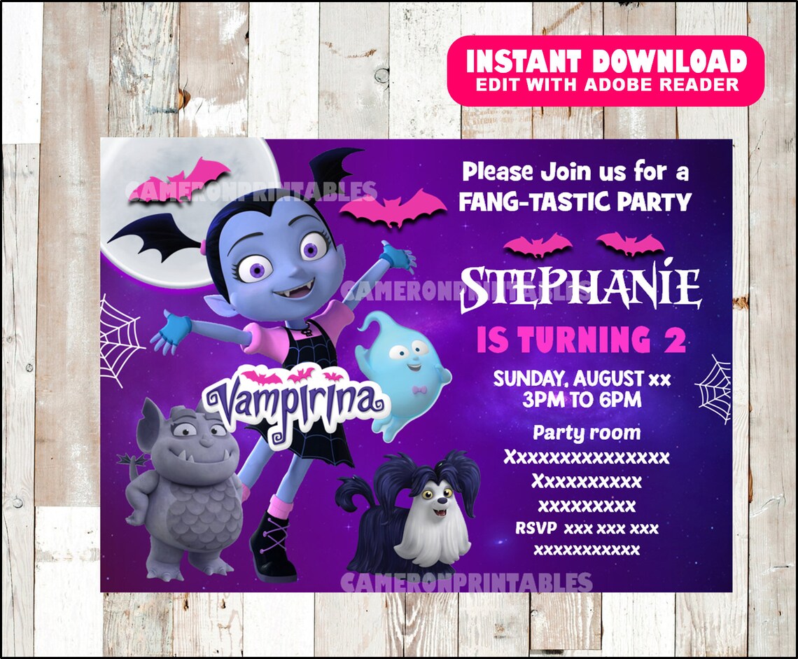 Vampirina Invitation Printable Vampirina Party Invitation Etsy