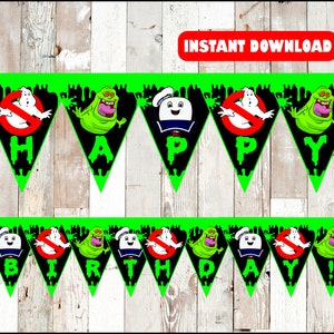 Ghostbusters banner instant download , Ghostbusters triangle banner, Printable Ghostbusters Party banner