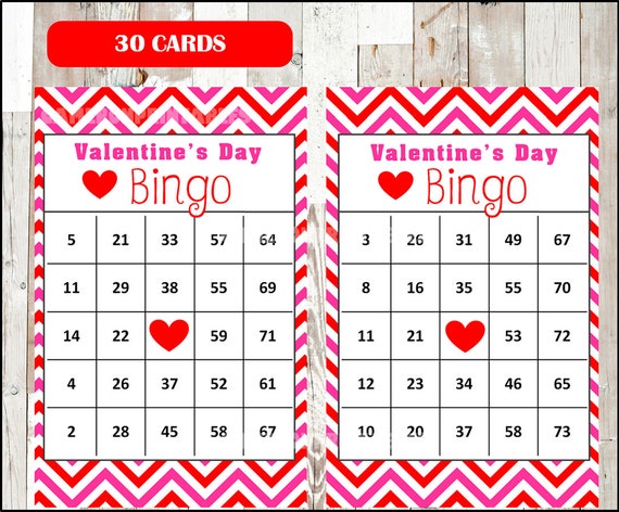 30 Valentines Bingo Cards Valentine Party Game Printable | Etsy
