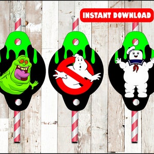 Ghostbusters Straw tags instant download , Ghostbusters Straw tags, Ghostbusters party straw tags