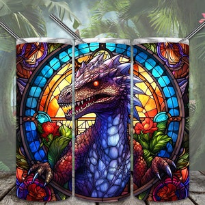Lurking Garden Stained Glass 20oz Skinny Tumbler Sublimation Designs for Straight/Tapered Tumbler PNG File Digital Download