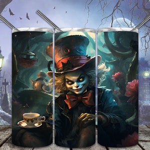 Mad Hatter Horror 20oz Skinny Tumbler Sublimacja Wzory na prosty/zwężający się kubek PNG Plik Cyfrowe Pobieranie