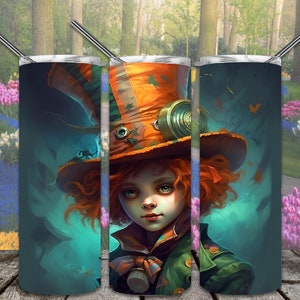 Mad Hatter Younger Years 20oz Skinny Tumbler Diseños de sublimación para Straight/Tapered Tumbler Archivo PNG Descarga digital
