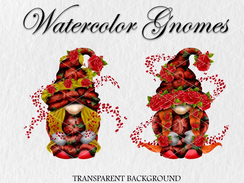 Rose Magic Gnome Family PNG Clipart. 5 PNG Files Garden Gnome ...