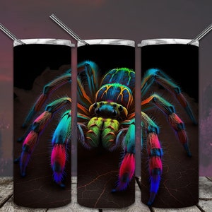 Neon Tarantula 20oz Skinny Tumbler Sublimation Designs for Straight/Tapered Tumbler PNG File Digital Download
