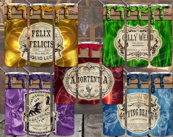 Potion 5 Pack  20oz Skinny Tumbler Sublimation Designs for 5 Straight  Tumbler PNG Files Digital Download
