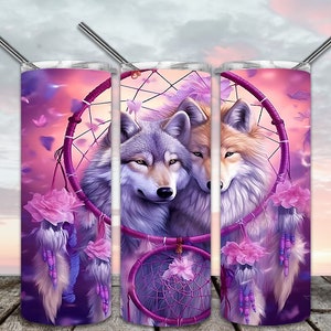 Wolf Dream 20oz Skinny Tumbler Wzory sublimacji dla prostego/stożkowego kubka Plik PNG Pobieranie cyfrowe