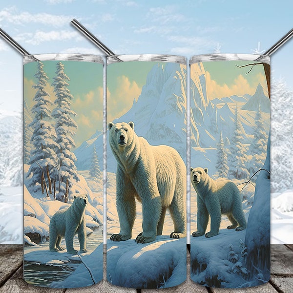 Polar Bear Creek 20oz Skinny Tumbler Sublimation Designs for Straight/Tapered Tumbler PNG File Digital Download