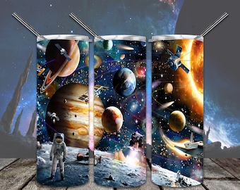 Space exploration 20oz Skinny Tumbler Sublimation Designs for Straight/Tapered Tumbler PNG File Digital Download
