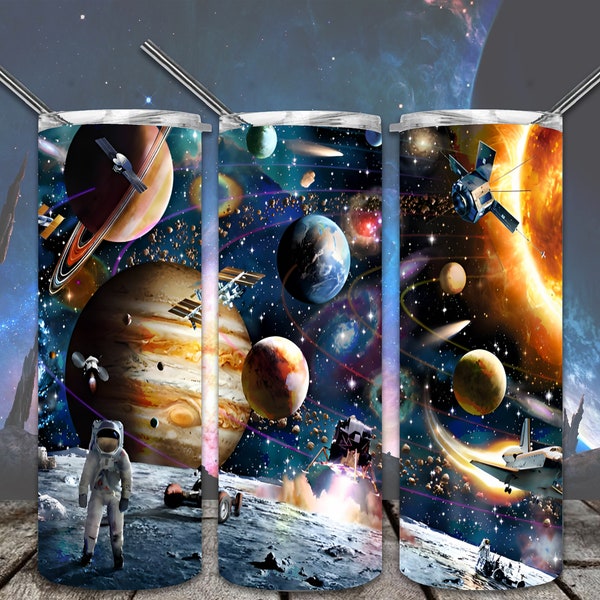 Space exploration 20oz Skinny Tumbler Sublimation Designs for Straight/Tapered Tumbler PNG File Digital Download