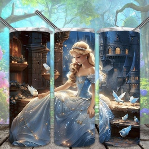 Fairy Tale Cinderella 20oz Skinny Tumbler Sublimation Designs Straight/Tapered Tumbler PNG File Digital Download